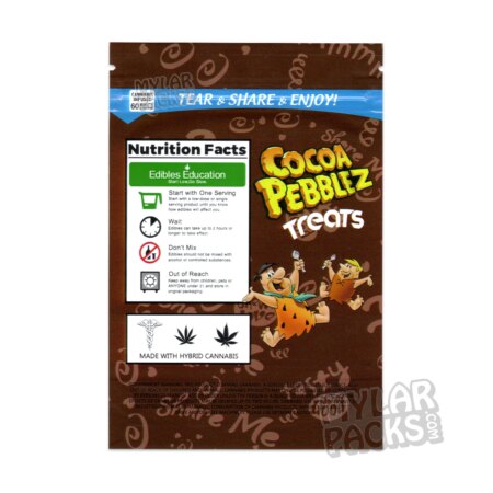 Cocoa Pebblez Treats 500mg Empty Edibles Mylar Bags Cereal Snack Packaging