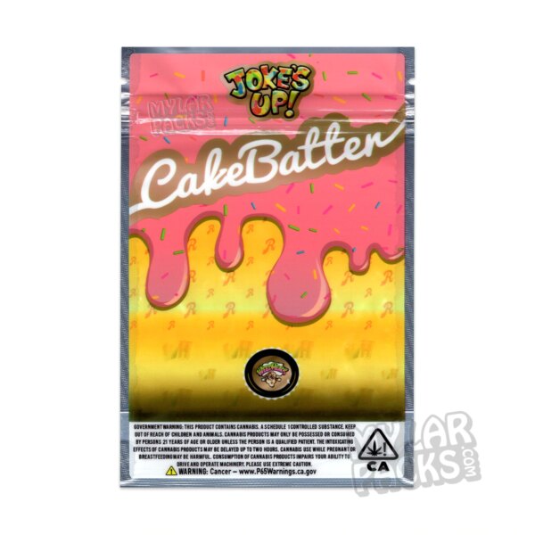 Cake Batter by Joke's Up 3.5g Empty Smell Proof Mylar Bag Flower Dry Herb Packaging