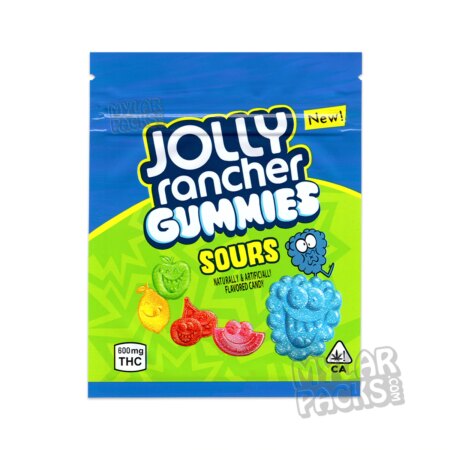 Jolly Rancher Gummies Sours 600mg Empty Mylar Bag Candy Edibles Packaging