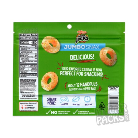 Apple Jackz Jumbo Snax 600mg Empty Edibles Mylar Bags Cereal Snack Packaging