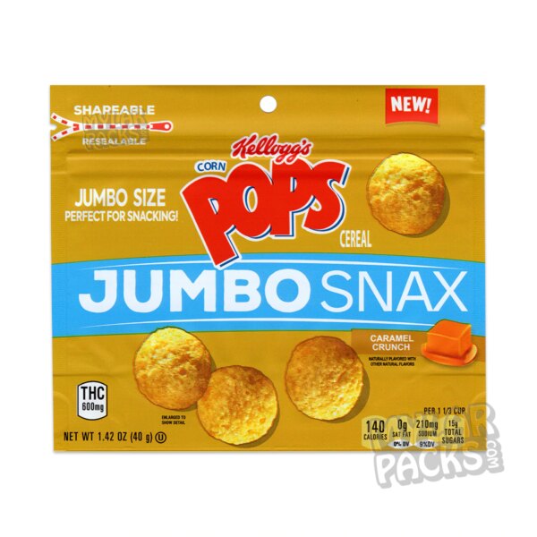 Corn Popz Caramel Crunch Jumbo Snax 600mg Empty Edibles Mylar Bags Cereal Snack Packaging