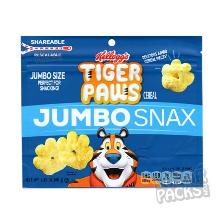 Tiger Pawz Jumbo Snax 600mg Empty Edibles Mylar Bags Cereal Snack Packaging