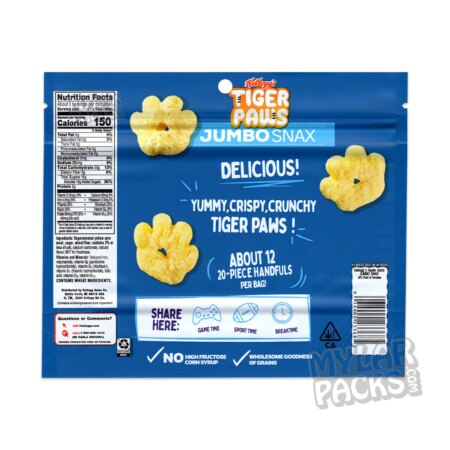Tiger Pawz Jumbo Snax 600mg Empty Edibles Mylar Bags Cereal Snack Packaging