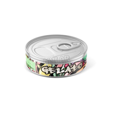 Gelato 3.5g Pressitin Self-Seal Tuna Tin Cans with Labels Dry Herb Flower Packaging