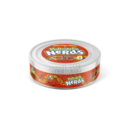 Nerds Medicated Bites Very Cherry 100ml Pressitin Self-Seal Tuna Tin Cans with Labels Edibles Packaging