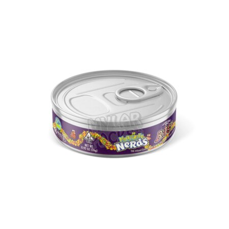 Nerds Medicated Bites Grape 100ml Pressitin Self-Seal Tuna Tin Cans with Labels Edibles Packaging