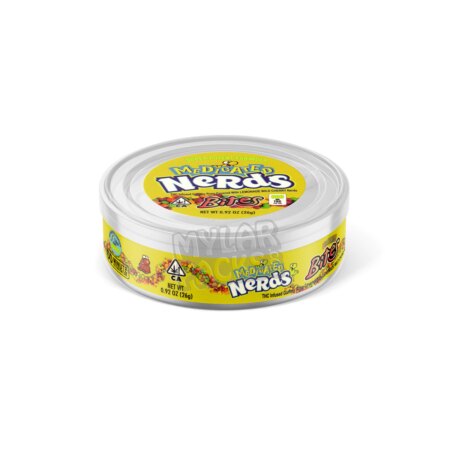 Nerds Medicated Bites Lemonade Wild Cherry 100ml Pressitin Self-Seal Tuna Tin Cans with Labels Edibles Packaging