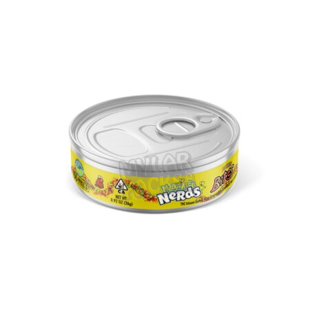 Nerds Medicated Bites Lemonade Wild Cherry 100ml Pressitin Self-Seal Tuna Tin Cans with Labels Edibles Packaging