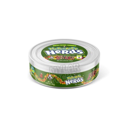 Nerds Medicated Bites Melon 100ml Pressitin Self-Seal Tuna Tin Cans with Labels Edibles Packaging