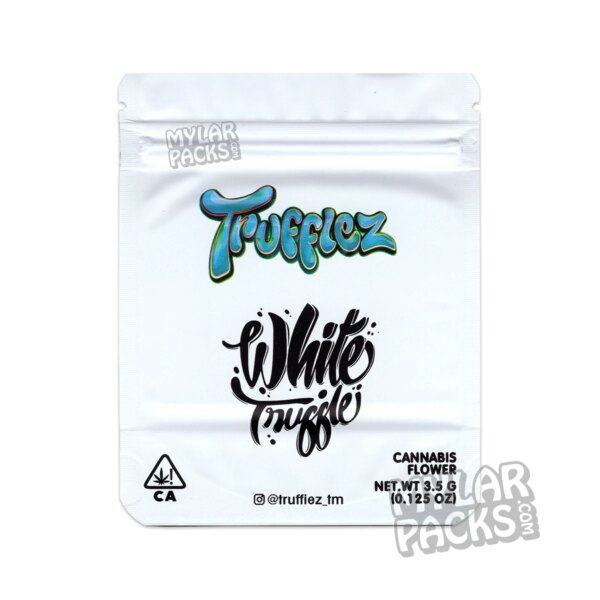 White Truffle by Trufflez 3.5g Empty Smell Proof Mylar Bag Flower Dry Herb Packaging