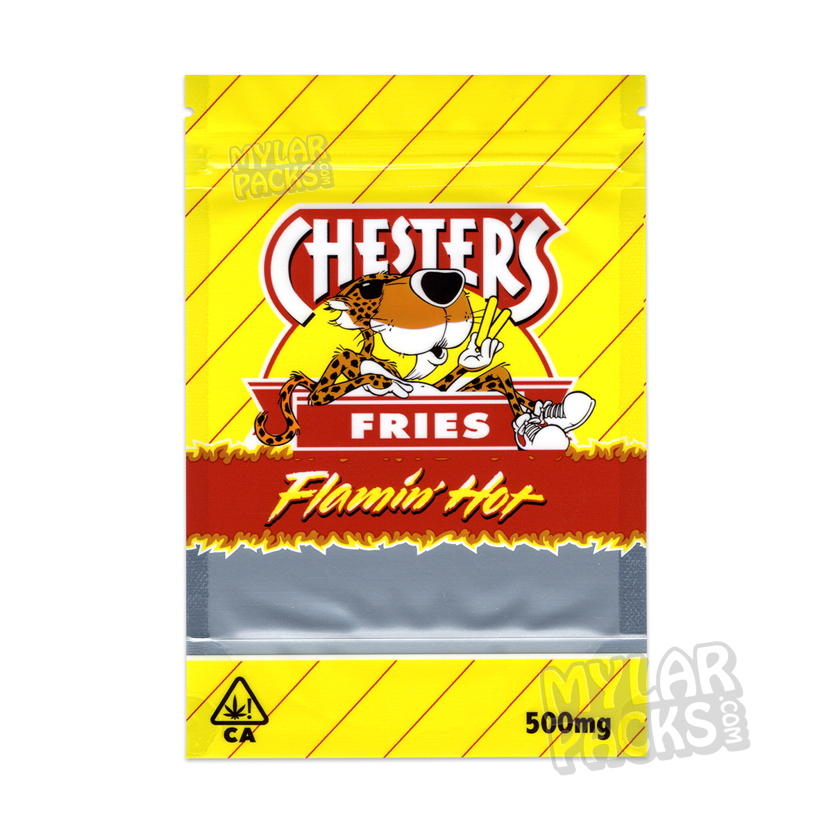 Chesterrz Flamin' Hot Fries 500mg Empty Chips Edibles Mylar Bag