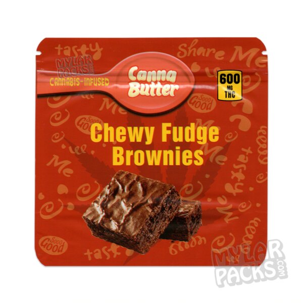 Canna Butter Chewy Fudge Brownies 600mg Empty Edibles Mylar Bags Snack Packaging