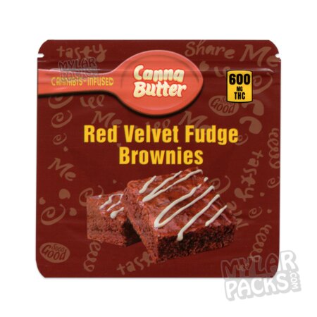 Canna Butter Red Velvet Fudge Brownies 600mg Empty Edibles Mylar Bags Snack Packaging