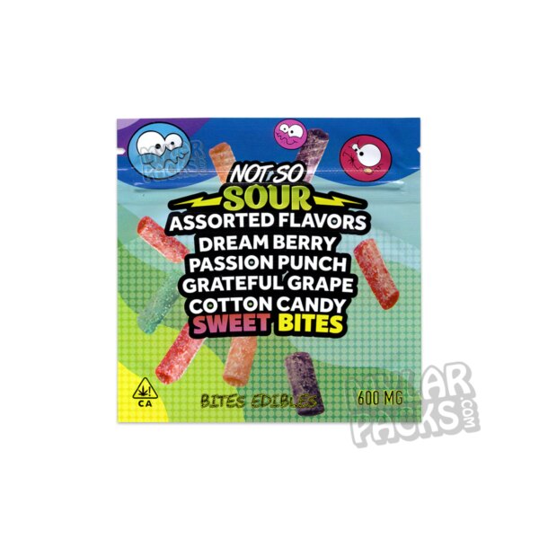 Not So Sour 'Sweet' Bites Assorted Mix 600mg Empty Mylar Bag Edibles Candy Packaging
