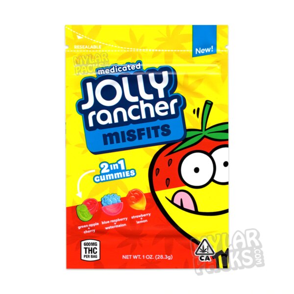 Jolly Rancher Misfits Medicated Gummies 600mg Empty Mylar Bag Edibles Packaging