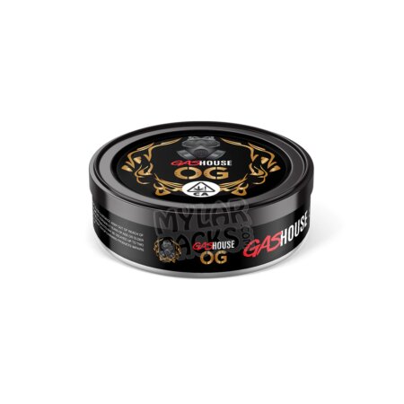 GasHouse OG 3.5g Pressitin Self-Seal Tuna Tin Cans with Labels Dry Herb Flower Packaging