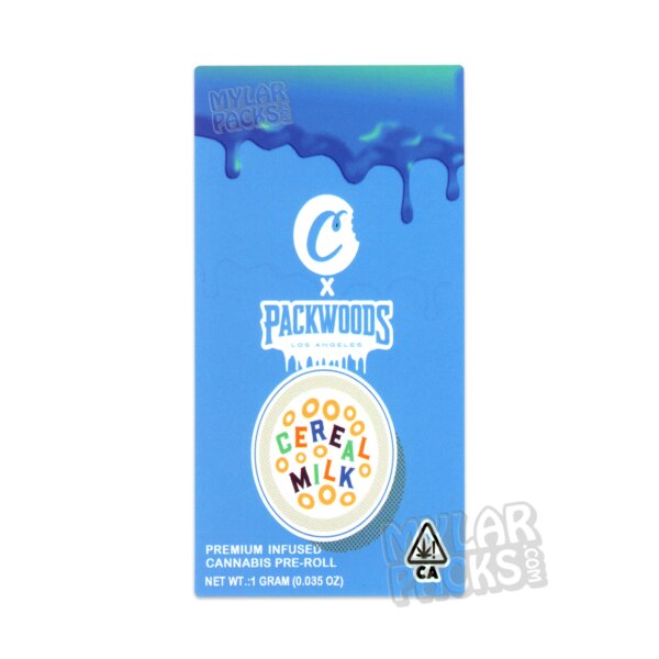 Packwoods X Cookies Cereal Milk Single 1G Preroll Joint Empty Clear Hard Plastic Tube and Sticker Herb Packaging