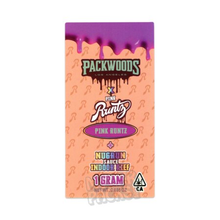 Packwoods X Pink Runtz Single 1G Preroll Joint Empty Clear Hard Plastic Tube and Sticker Herb Packaging