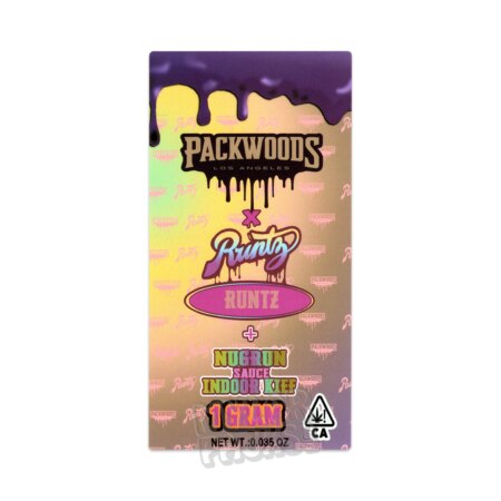 Packwoods X Runtz Single 1G Preroll Joint Empty Clear Hard Plastic Tube and Sticker Herb Packaging