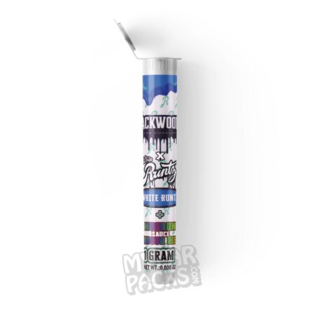 Packwoods X White Runtz Single 1G Preroll Joint Empty Clear Hard Plastic Tube and Sticker Herb Packaging