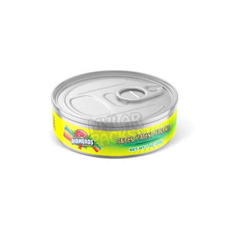 Medicated Airheads Xtremes 100ml Pressitin Self-Seal Tuna Tin Cans with Labels Edibles Packaging
