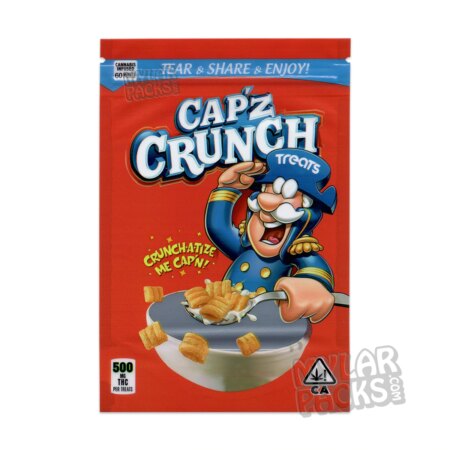 Capz Crunch Treats 500mg Empty Edibles Mylar Bags Cereal Snack Packaging