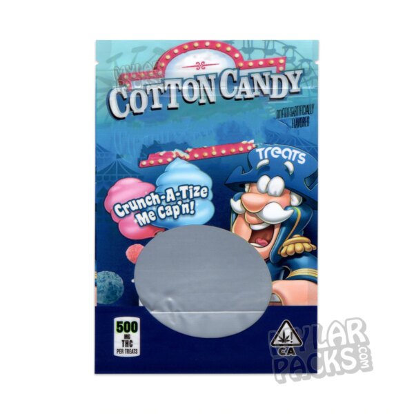 Cotton Candy Treats 500mg Empty Edibles Mylar Bags Cereal Snack Packaging