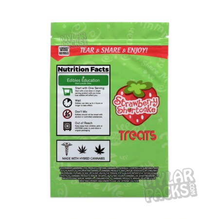Strawberry Shortcake Treats 500mg Empty Edibles Mylar Bags Cereal Snack Packaging