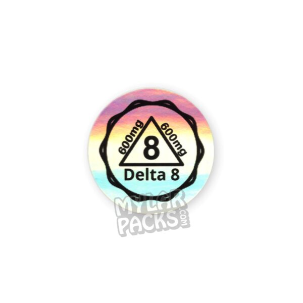 Delta 8 - 600mg Preprinted Hologram Sticker (1" Round)