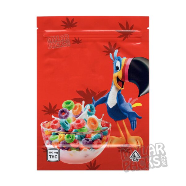 Fruit Loopz Cereal 500mg Empty Cereal Snack Edibles Treats Mylar Bags Packaging