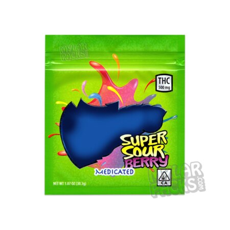 Gusherz Super Sour Berry 500mg Empty Mylar Bags Gummy Edibles Candy Packaging