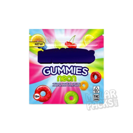Lifesavverz Gummies Neon Gummy Candy 500mg Empty Mylar Bags Edibles Packaging