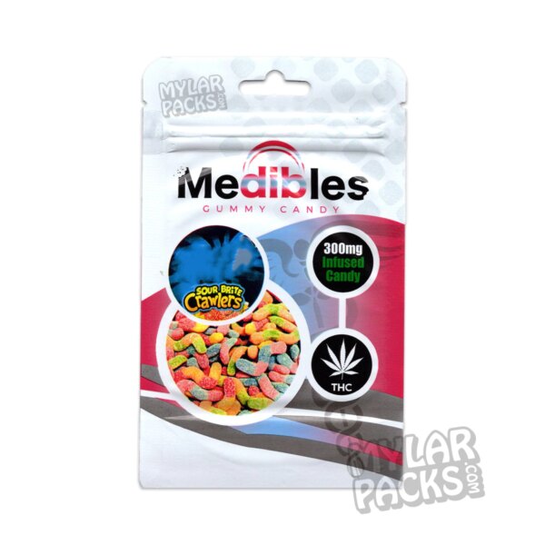 Medibles Sour Brite Crawlers 300mg Empty Mylar Bag Edibles Packaging