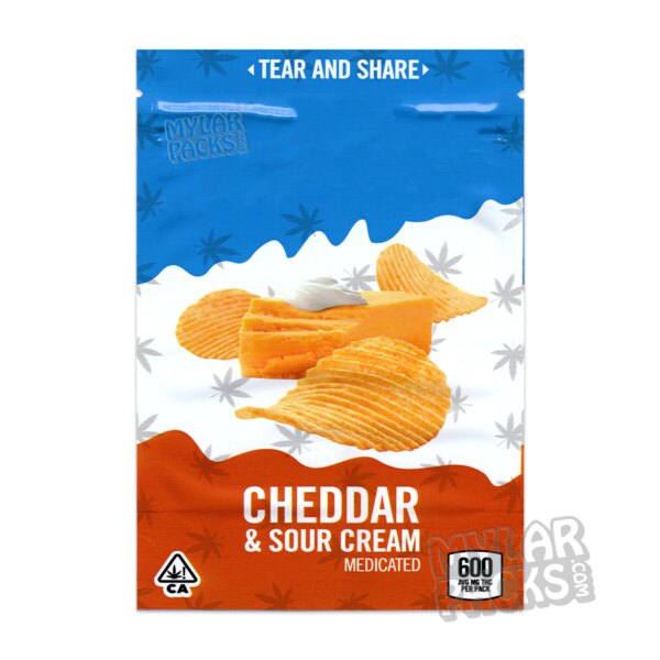 Cheddar & Sour Cream Chips 600mg Empty Edibles Mylar Bag Snacks Packaging