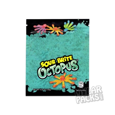 Trrlli Medicated Sour Brite Octopus 600mg Empty Mylar Bags Edibles Packaging