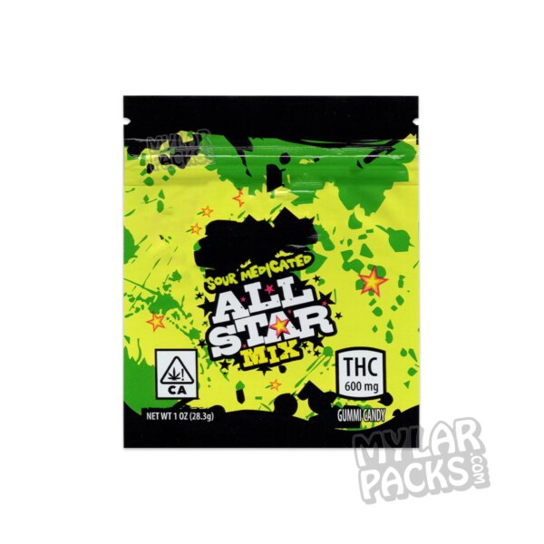 Trrlli Sour Medicated All Star Mix 600mg Empty Mylar Bags Edibles Packaging