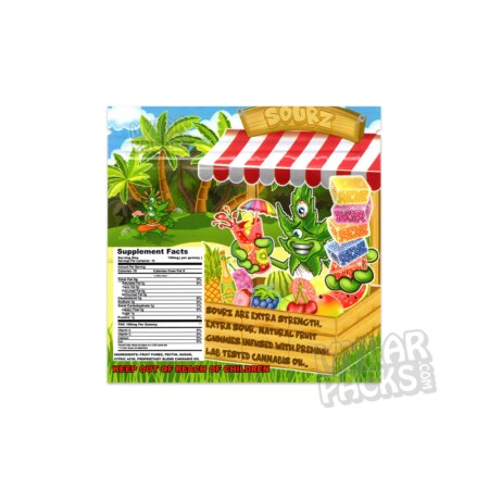 Sourz Hawaiian Punch Gummies 1000mg Delta 8 Empty Mylar Bag Edibles Candy Packaging