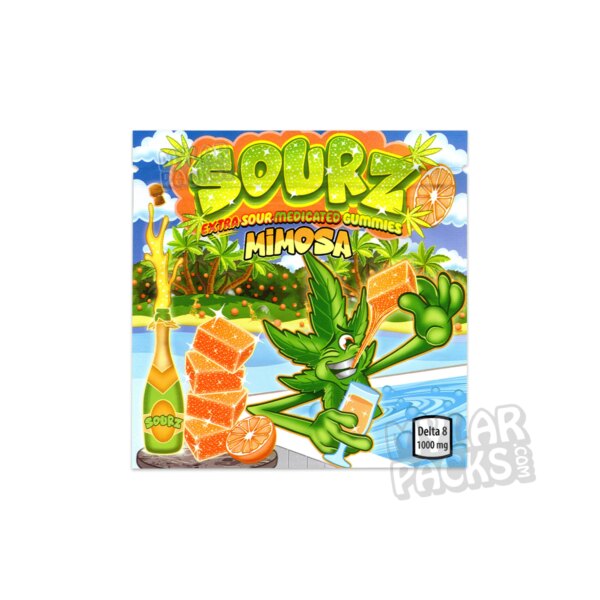 Sourz Mimosa Gummies 1000mg Delta 8 Empty Mylar Bag Edibles Candy Packaging