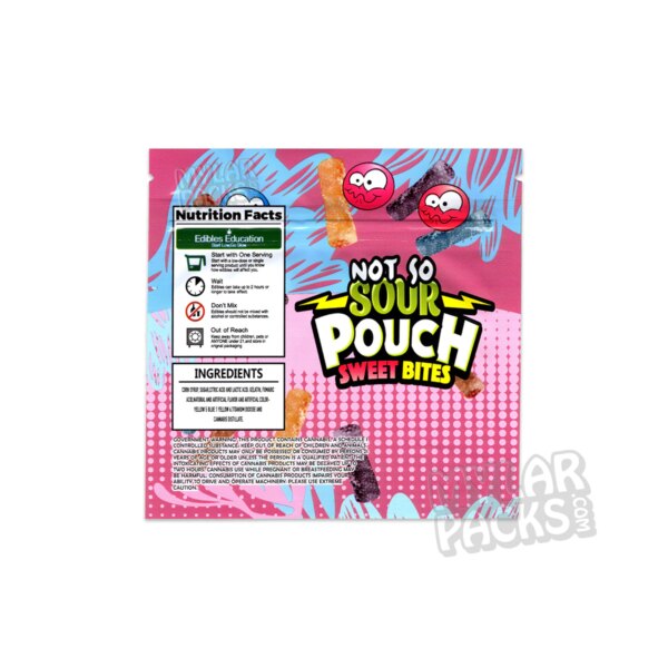 Not So Sour 'Sweet' Bites 1000mg Delta 8 Empty Mylar Bag Edibles Candy Packaging