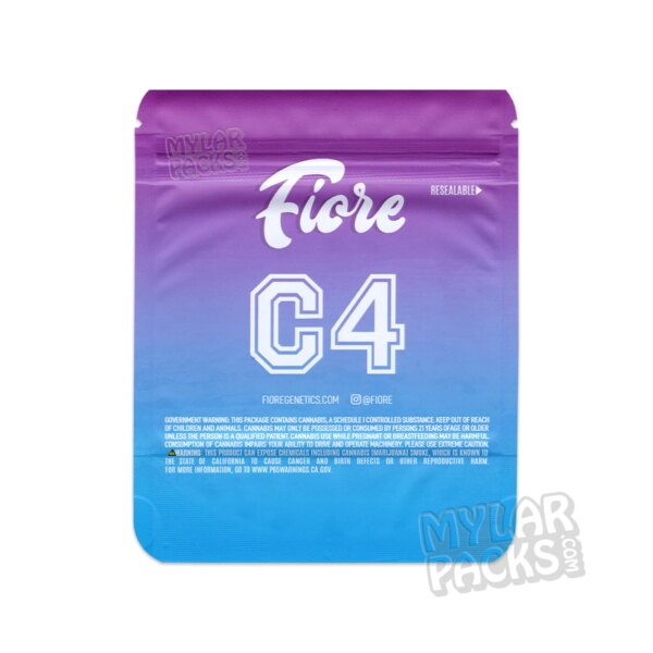 C4 by Fiore Genetics 3.5g Empty Mylar Bag Flower Dry Herb Packaging