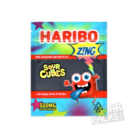 Haribo Sour Cubes 500mg Empty Bag Infused Gummies Edibles Packaging