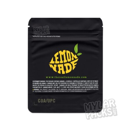 Caffeine by Lemonnade 3.5g Empty Smell Proof Mylar Bag Flower Dry Herb Packaging
