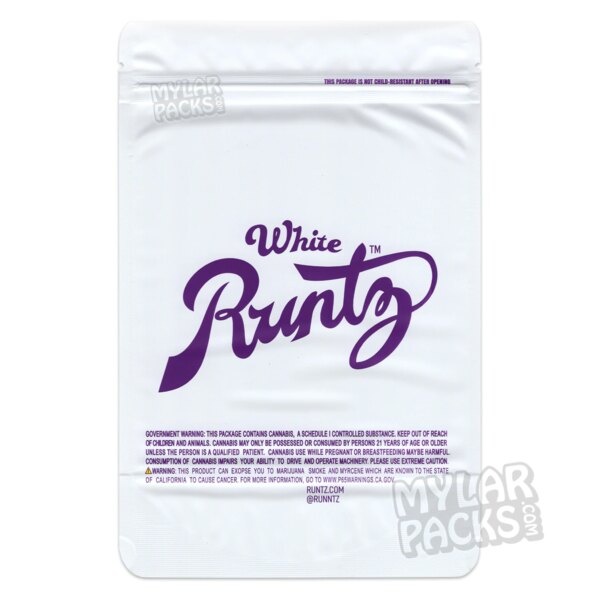 White Runtz 28g / 1 Ounce Empty Mylar Bag Flower Dry Herb Packaging