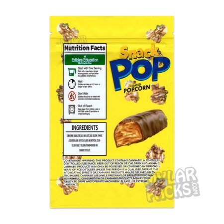 Snack Pop Butterfingur Coated Popcorn 600mg Empty Mylar Bag Edibles Packaging
