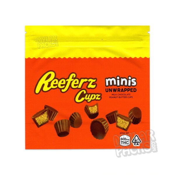 Reeferz Cupz Minis Unwrapped Chocolate 600mg Empty Mylar Bag Edibles Packaging