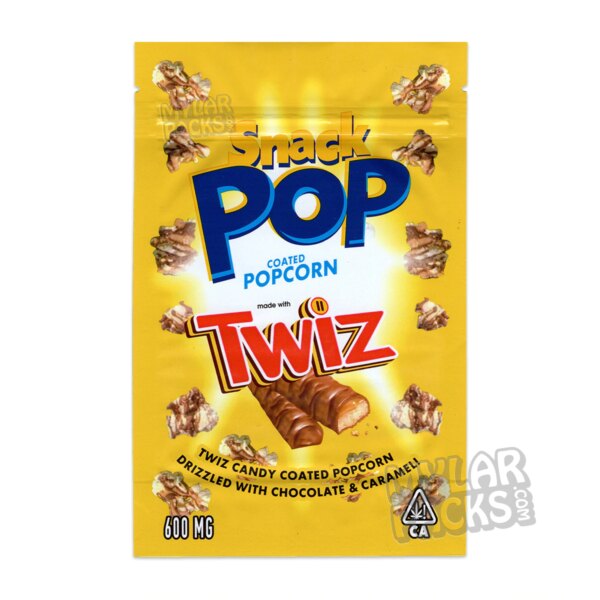 Snack Pop Twixz Coated Popcorn 600mg Empty Mylar Bag Edibles Packaging