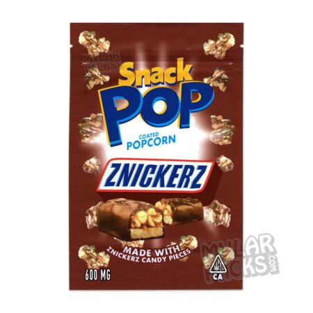 Snack Pop Znickerz Coated Popcorn 600mg Empty Mylar Bag Edibles Packaging