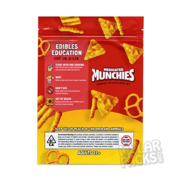 Munchies Cheese Fix 600mg Empty Mylar Bag Infused Edibles Snacks Food Packaging