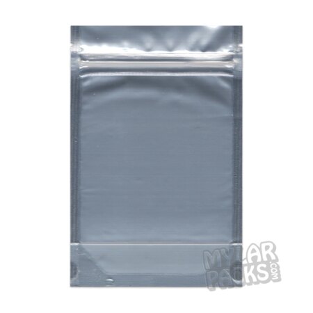 Shiny Silver Front with Clear Back Blank 3.5g Empty Mylar Bag Flower Dry Herb Candy Edibles Packaging