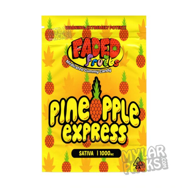 Faded Fruits Pineapple Express 1000mg Empty Mylar Bag Edibles Candy Packaging